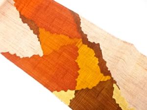 手織り真綿紬　道長取り模様織り出し　名古屋帯